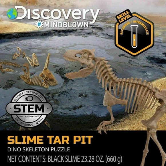 Discovery Mindblown Slime Tar Pit Tube Velociraptor Dino 3D Skeleton Puzzle - Picture 3 of 8